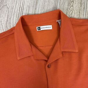 Bachrach Silk Casual Button Down Shirt Short Sleeve Orange Size Large Beach Mesh